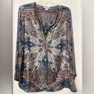 Sundance Silk Tunic Petite Small. Good condition. No known missing beads.